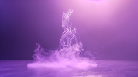 3d rendering of a silhouette of a female figure in white smoke on a purple backgroundの素材