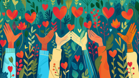 Abstract and Diverse Charity Illustration Concept to Promote Inclusion and Unityの素材