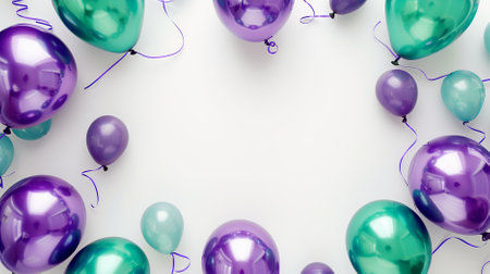 Eye-Catching Green and Purple Banner Frame for Imaginative Balloon Designの素材