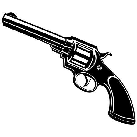 Long-Barrelled Revolver Silhouette: A Symbol of Protection and Dangerのイラスト素材