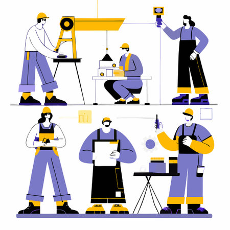 Diverse Vector Characters Displaying Various Emotions and Gesturesのイラスト素材