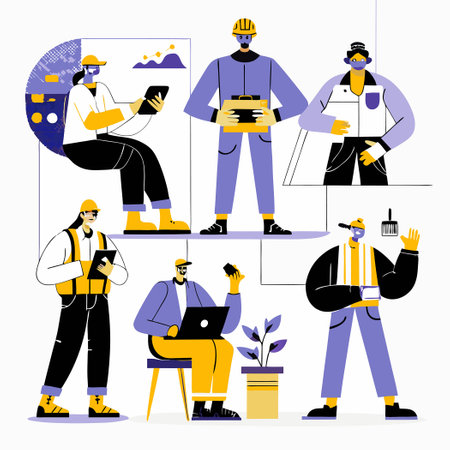 Diverse Vector Character Set Depicting Various Themes and Professionsのイラスト素材