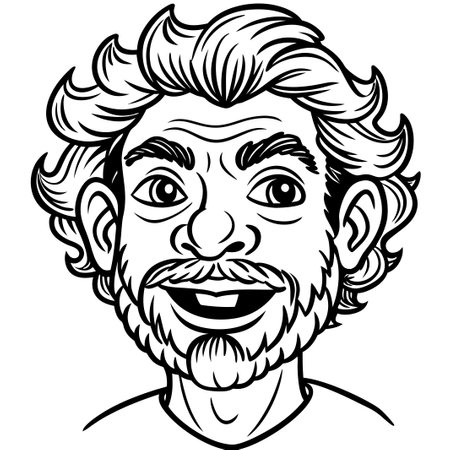 Humorous Cartoon Faces: Classic Animation Style with Expressive Linesのイラスト素材