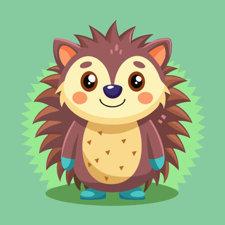 Adorable Cartoon Hedgehog Character with Prickly Quills and Friendly Expressionのイラスト素材