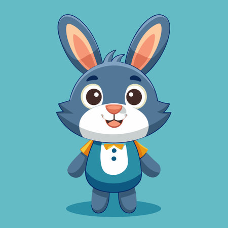 Adorable Cartoon Character: Cute Rabbit in a Playful Poseのイラスト素材