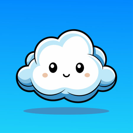 Picturesque White Cloud Adorned Blue Sky with a Bottom Borderのイラスト素材