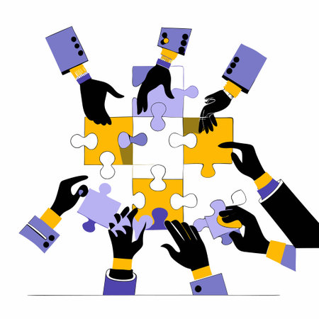 Creative Hands Constructing Puzzles with Letters "HR"のイラスト素材