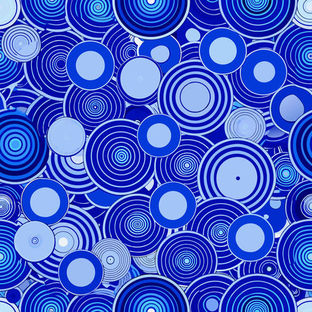 Abstract Blue Circles Adorning a Horizontal Border with a Seaside Scenic Backdrop