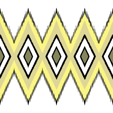 Pastel Yellow Fabric with Ikat Diamond Pattern in Horizontal Lines