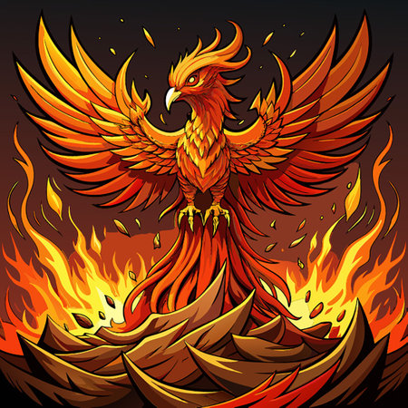 T-Shirt Depicting a Majestic Phoenix Rising from the Ashesのイラスト素材