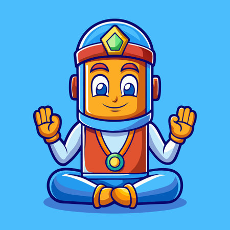Adorable Cartoon Icon of a Slot Sitting in Yoga Poseのイラスト素材