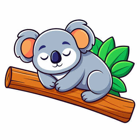 Adorable Koala Napping Comfortably on the Tree Limbのイラスト素材