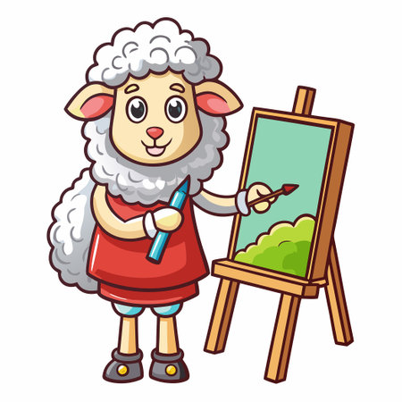 Adorable Cartoon Illustration of a Painted Sheep in Vector Formatのイラスト素材