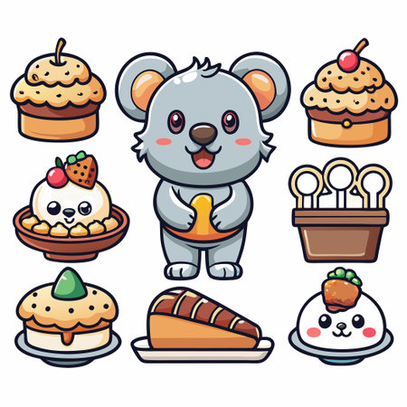 Adorable Koala Bears Relaxing in a Whimsical Dessert Carのイラスト素材