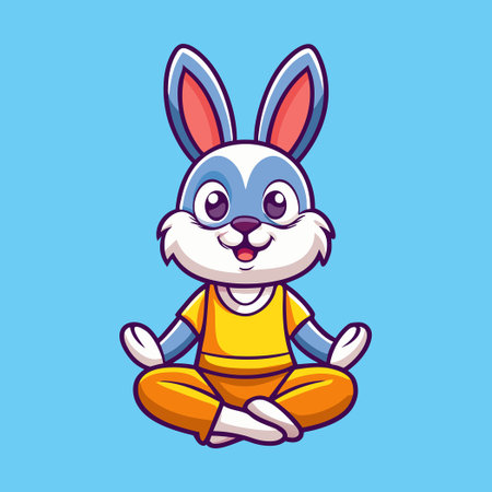 Adorable Yoga Rabbit: A Cartoon Icon of Zen and Cutenessのイラスト素材