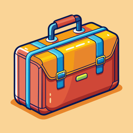 Whimsical Suitcase Bag Cartoon Vector Illustration for Business Useのイラスト素材