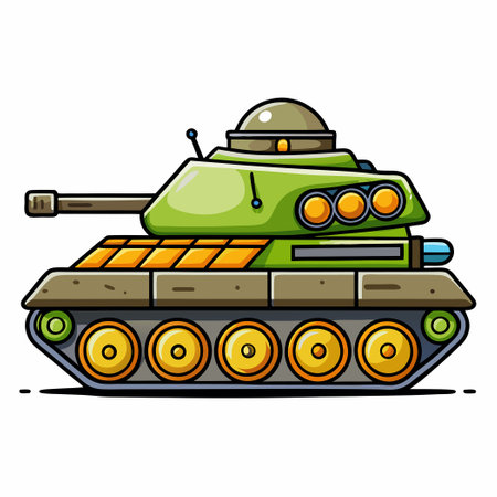 Military Cartoon Vector Icon Illustration of a Tank Vehicleのイラスト素材