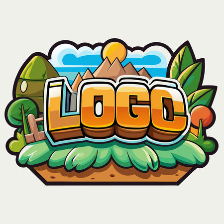 Expressive Cartoon Vector Illustration of a Text Logoのイラスト素材