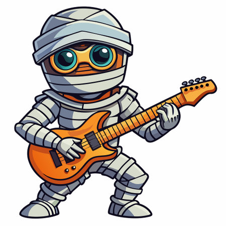 Electric Guitar-Wielding Mummy Bringing Frightful Fun to the Stageのイラスト素材