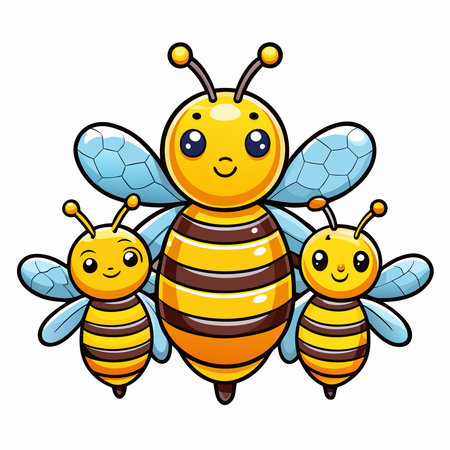Adorable Vector Illustration of a Close-Up View of a Honeybee Colonyのイラスト素材