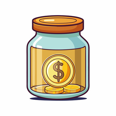 Gold Coin Stacked in Jar Savings Concept Vector Illustrationのイラスト素材