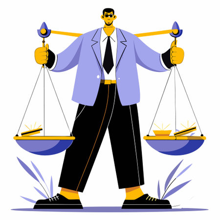Businessman Balancing Scales for Equilibrium and Fairnessのイラスト素材