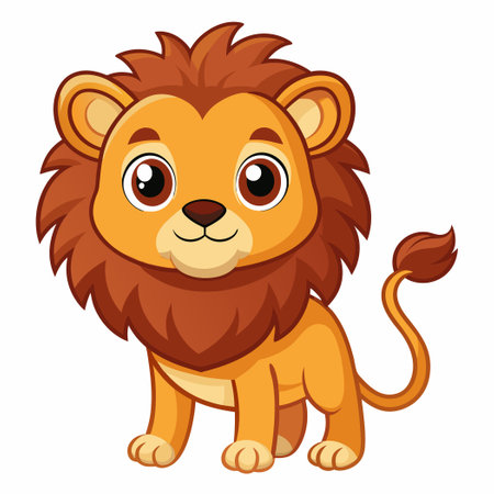 Adorable Cartoon Lion Isolated on a White Background for Digital Art and Designのイラスト素材