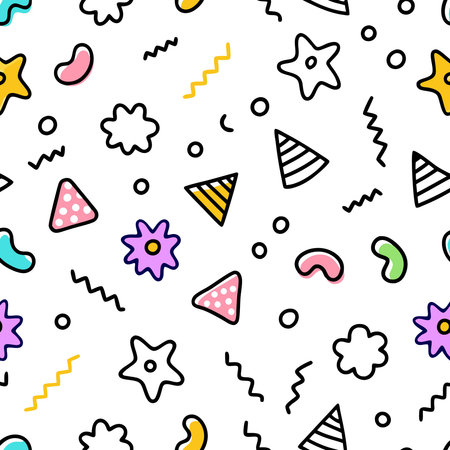 Vibrant and Creative Line Doodle Seamless Pattern for Artistic and Fun Designs