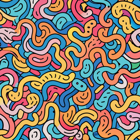 Seamless Abstract Pattern of Artistic and Creative Scribble Line Drawings