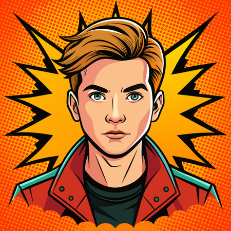 Pop Art Comic Style Orange Background with Retro Elementsのイラスト素材