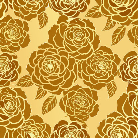 Seamless Golden Lace Roses Pattern for Textiles, Wallpaper, and Backgroundsのイラスト素材