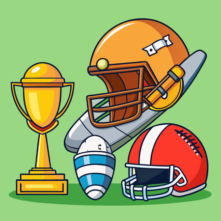 american football helmet and trophy cup vector illustration graphic design vector illustration graphic designのイラスト素材
