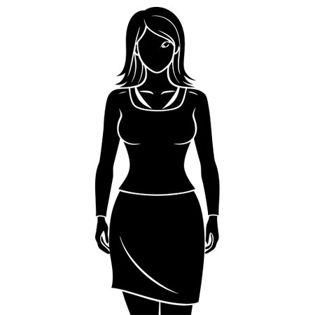 Isolated Vector Silhouette of a Woman Standing in a Confident Poseのイラスト素材