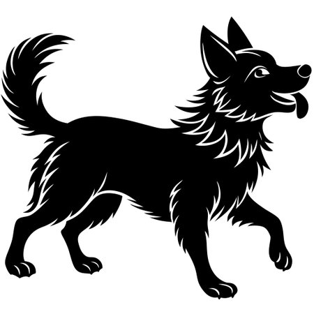 Playful Dog Silhouette Isolated on a White Backgroundのイラスト素材
