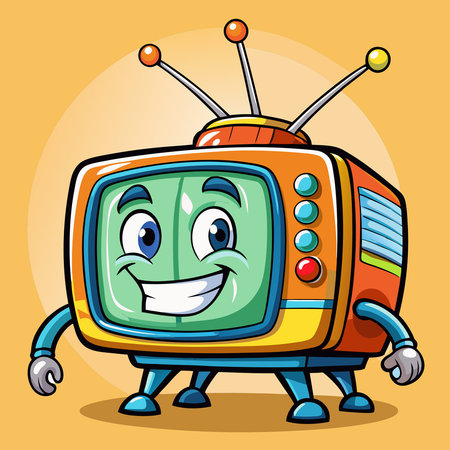 Nostalgic Illustration of a Classic Vintage Television Cartoon Characterのイラスト素材