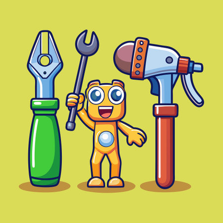 Cartoon Illustration of Three Essential Hand Tools: Pliers, Hammer, and Screwdriverのイラスト素材
