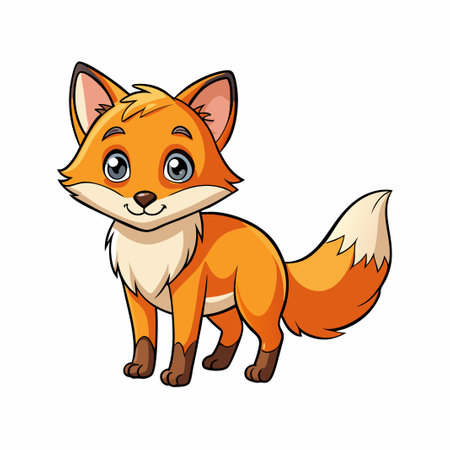 Adorable Fox Standing Cartoon Character as a Cute Icon Illustrationのイラスト素材
