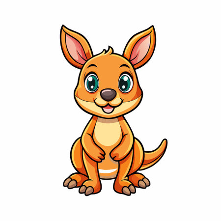 Adorable Cartoon Kangaroo Kid with Captivating Expressionのイラスト素材
