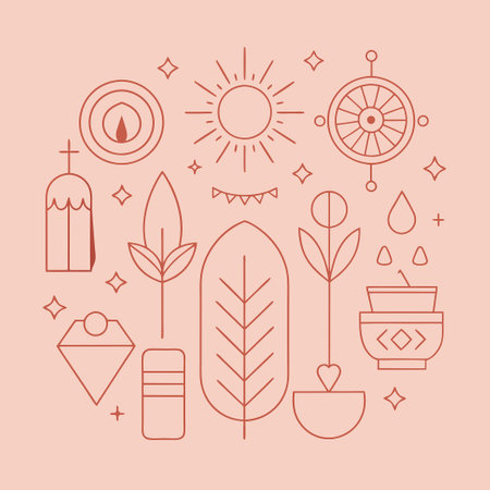 Vector Set of Linear Sun Logos for Design Projectsのイラスト素材