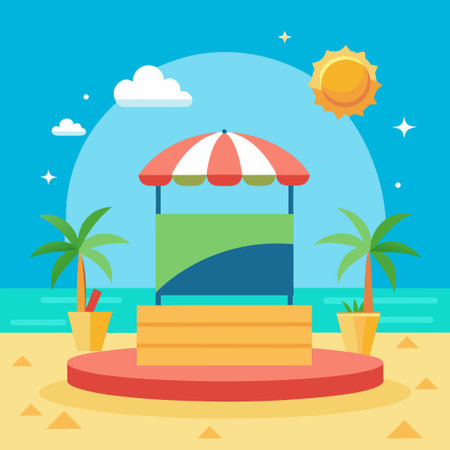 Summer Special Offer Banner with Podium for Promotion and Advertisementのイラスト素材