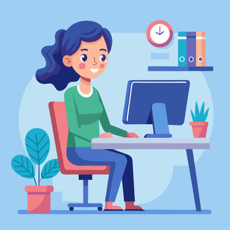 Portrait of a Young Girl Exhibiting Proper Postureのイラスト素材