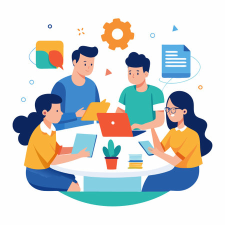 Collaborative Team Effort in Education or Workplace Environmentsのイラスト素材