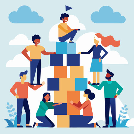 Diverse Workplace Collaboration in a Multinational Team of Multiracial Employeesのイラスト素材