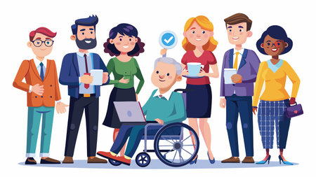 Diverse Group of Business Professionals Isolated on White Backgroundのイラスト素材