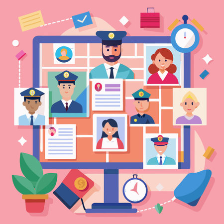 Investigative Map with Photos Depicting Gender Diversityのイラスト素材