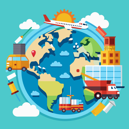 Logistics and Transportation Services: Worldwide Shipping Made Easyのイラスト素材