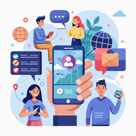 Modern Smartphone in Hand for Online Commenting and Engagement