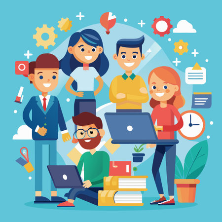 Teamwork and Collaboration in Modern Business Organizationsのイラスト素材