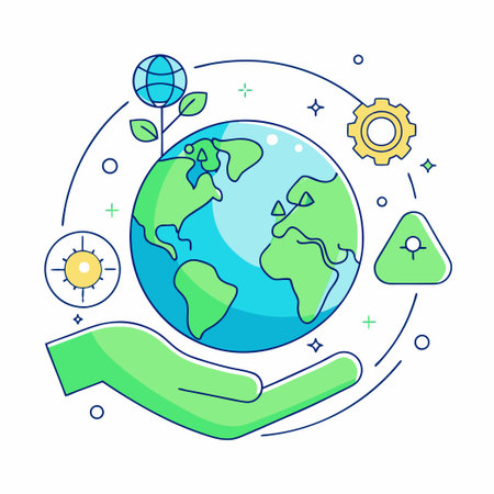 Recycle Planet on Hand: The Importance of Recycling and Reusing for a Sustainable Earthのイラスト素材