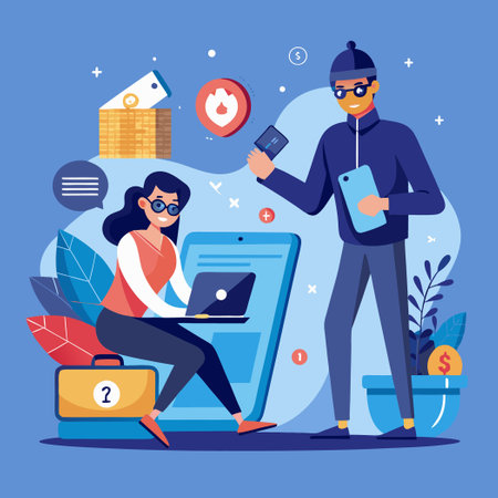 Hacker Stealing Money from Internet Scam Victimsのイラスト素材